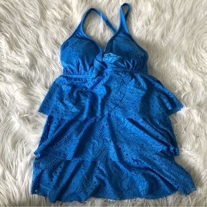 NWT $86! Beach House Swim Suit Top Only Size 6 Blue Tankini Swimwear Women